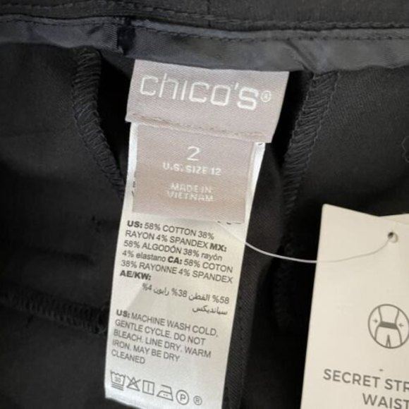 NWT Chico's Size 2 L x 24" Black Secret Stretch Straight Leg Crop Pants $79.50 - Picture 7 of 7